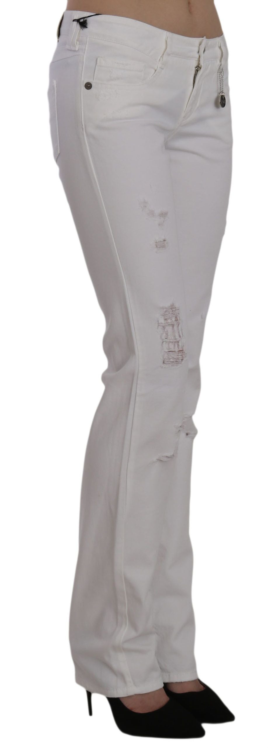 Costume National Pantalons texans blancs de cotó ajustats de tall recte