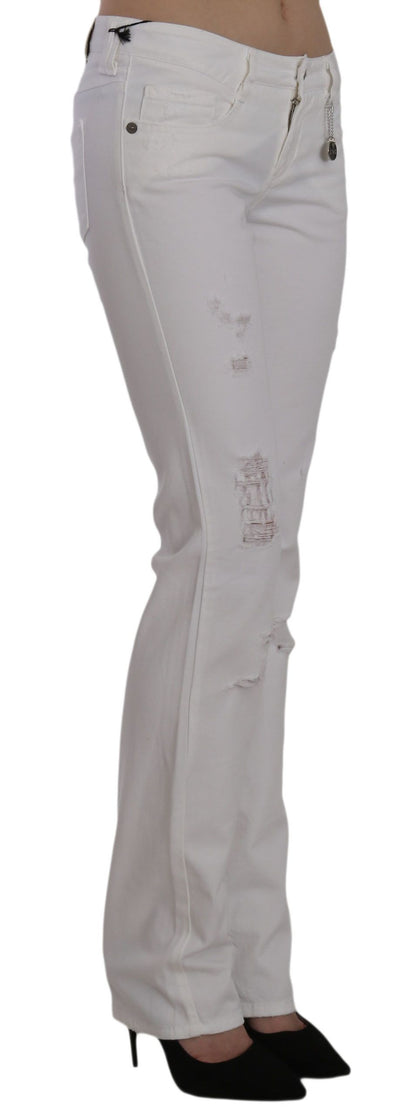 Costume National Pantalons texans blancs de cotó ajustats de tall recte