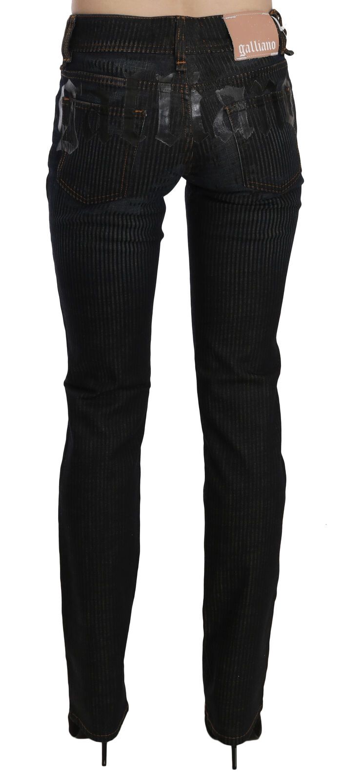 John Galliano Black Mid Waist Slim Fit Corduroy Denim Casual Bukser