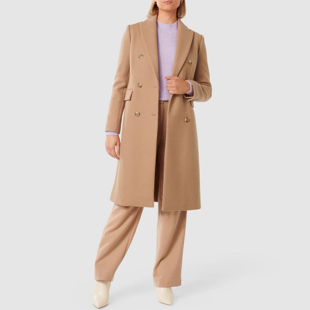 SOFIE™ Lange Bruine/Wol-Look Jas