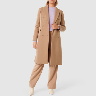 SOFIE™ Lange Bruine/Wol-Look Jas