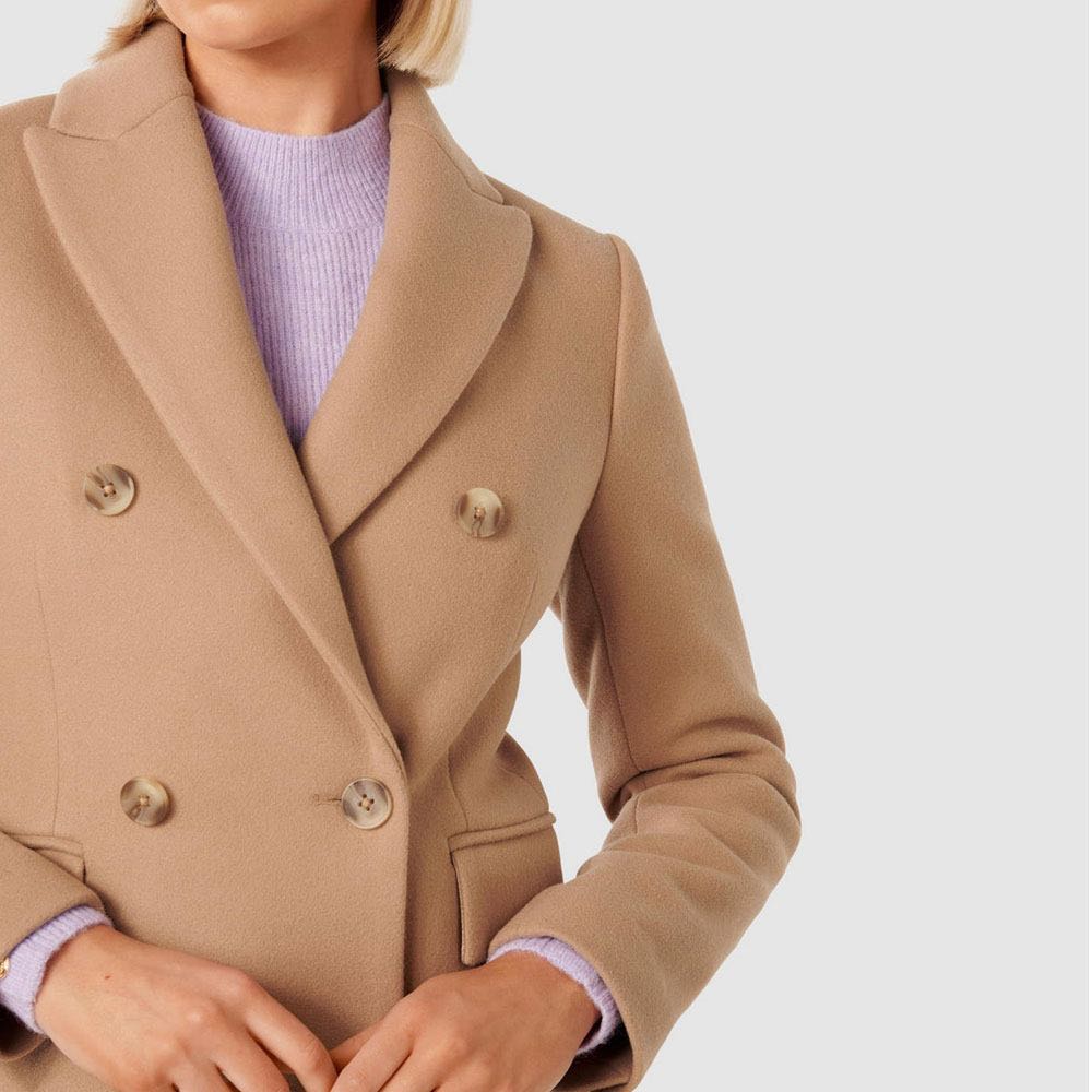 SOFIE™ Lange Bruine/Wol-Look Jas