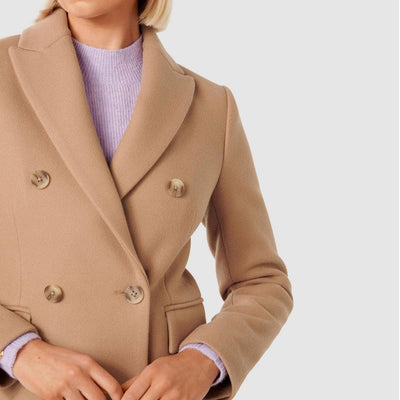 SOFIE™ Lange Bruine/Wol-Look Jas