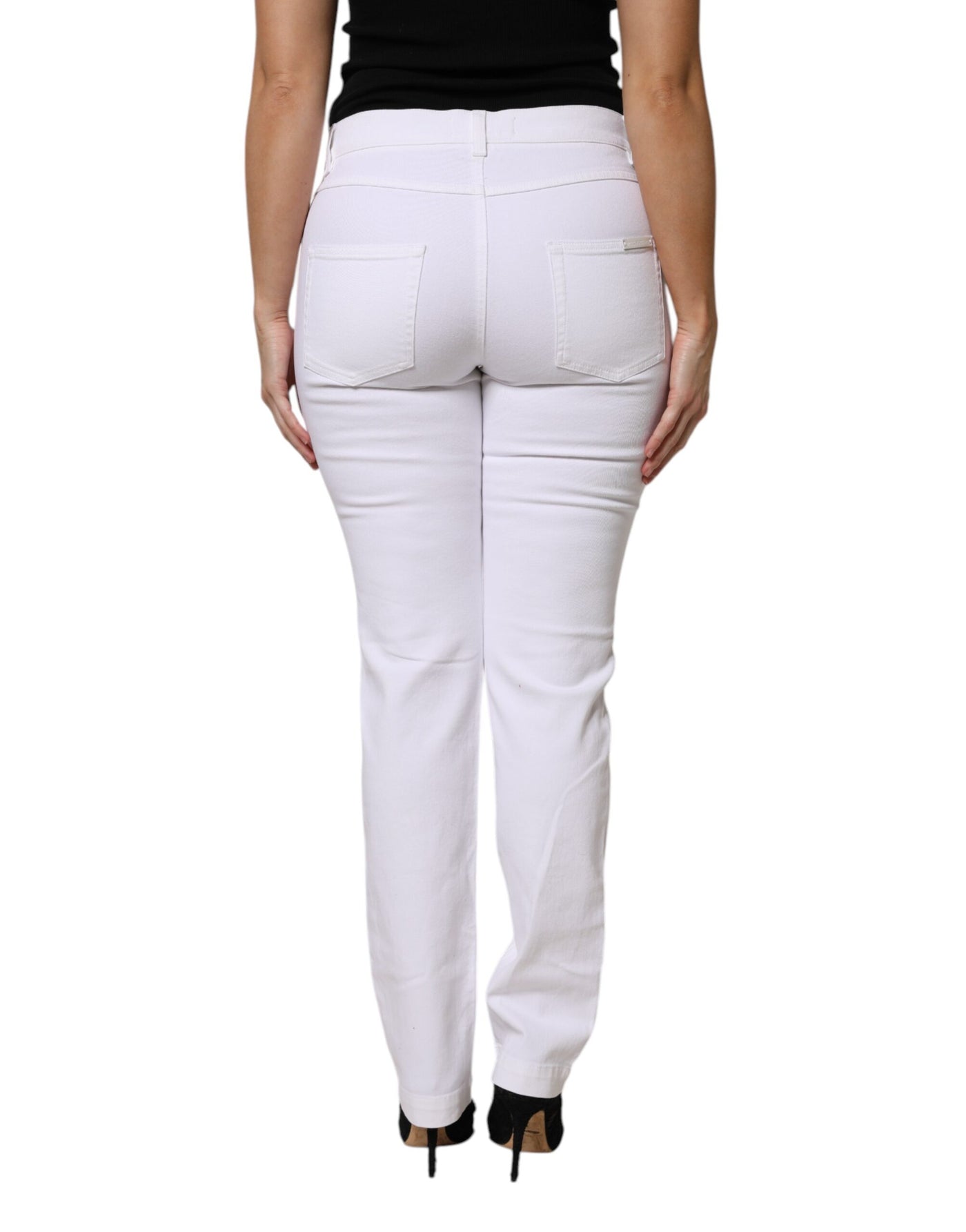 Dolce & Gabbana Hvide Blomstrede Palietter GIRLY Denim Jeans