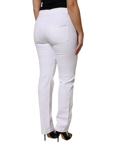 Dolce & Gabbana Hvide Blomstrede Palietter GIRLY Denim Jeans