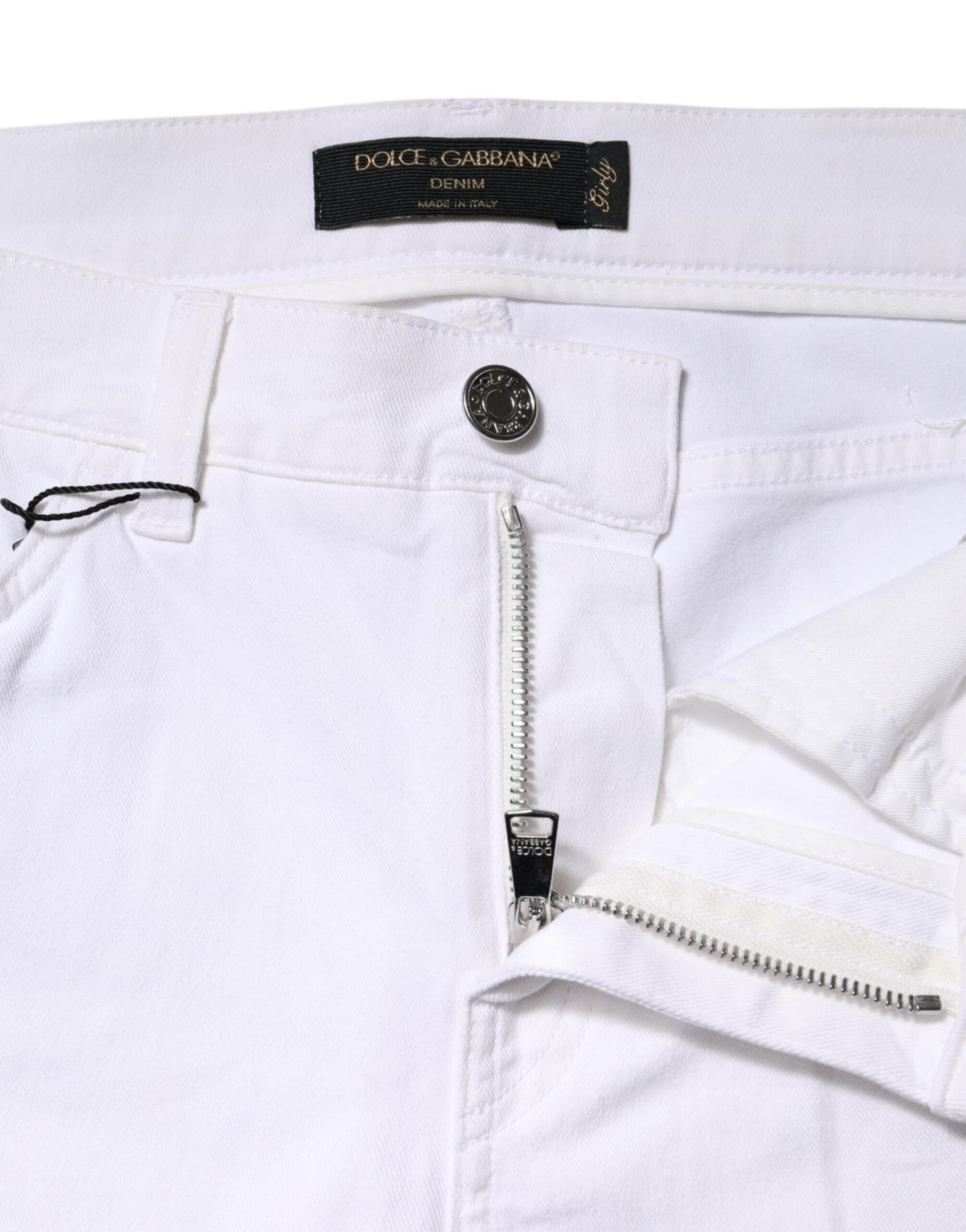 Dolce & Gabbana Hvide Blomstrede Palietter GIRLY Denim Jeans