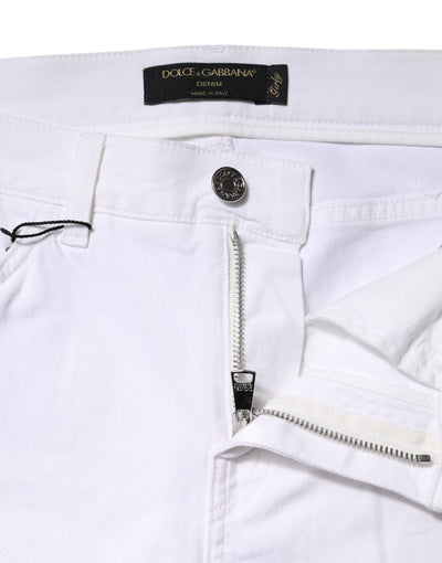 Dolce & Gabbana Hvide Blomstrede Palietter GIRLY Denim Jeans
