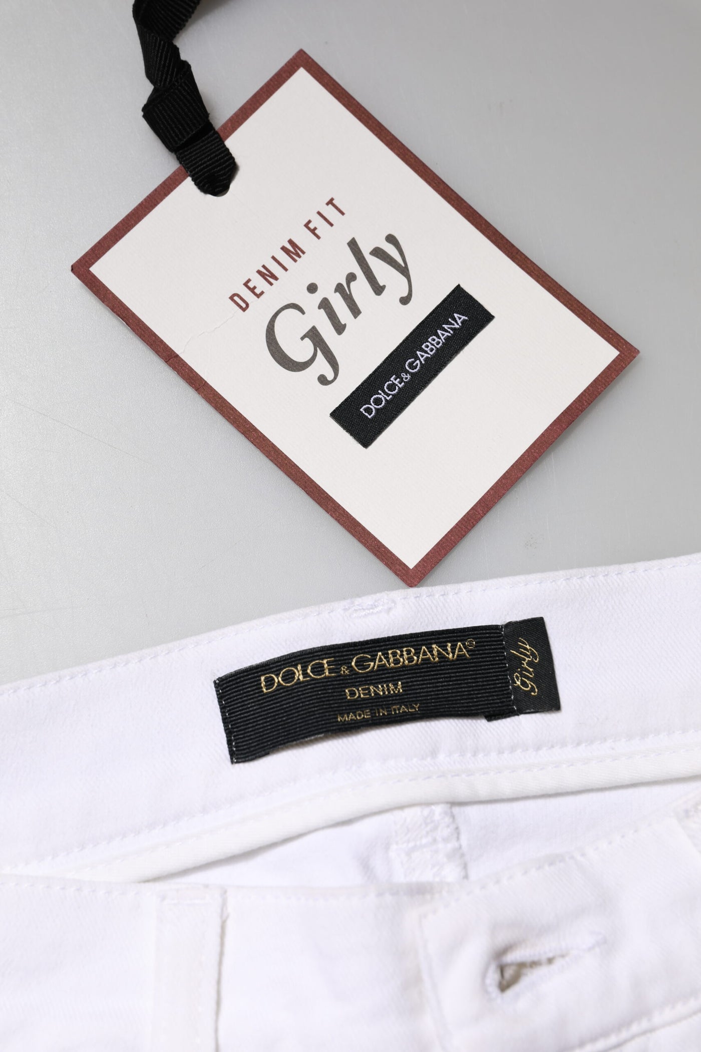 Dolce & Gabbana Hvide Blomstrede Palietter GIRLY Denim Jeans