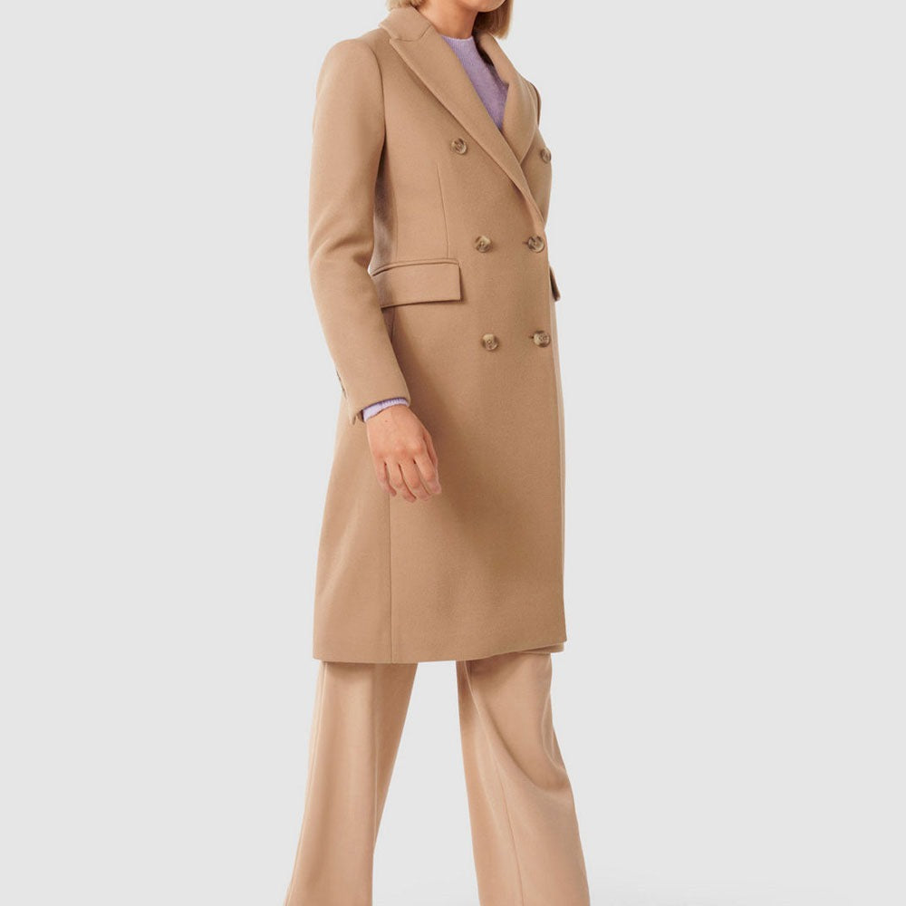 SOFIE™ Lange Bruine/Wol-Look Jas