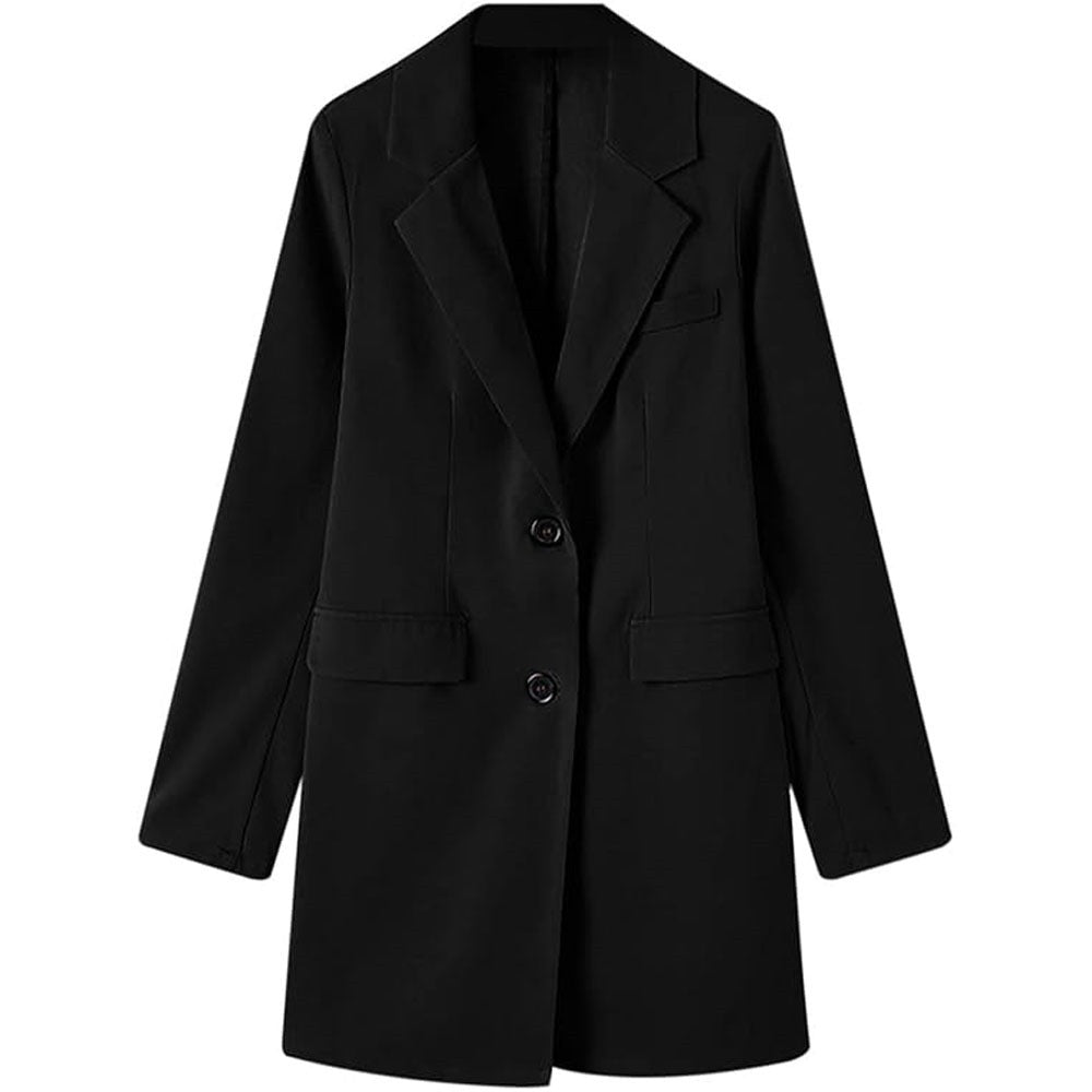 NOOR™ Lange Zwarte Blazer Jas